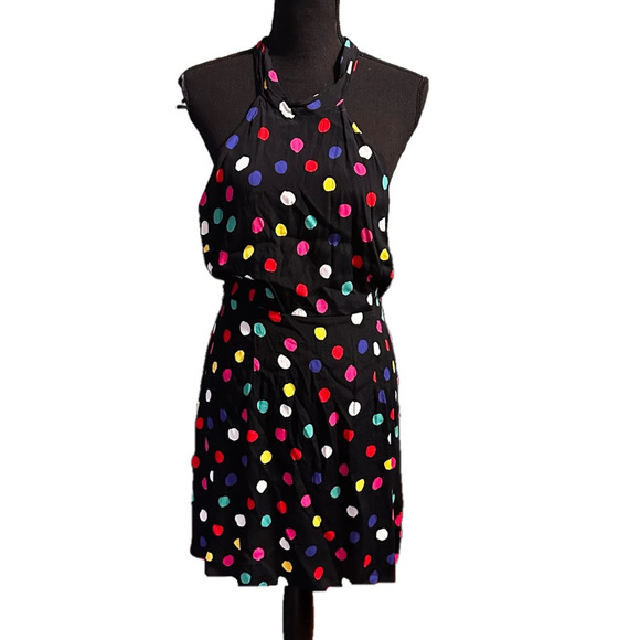 RIXO Target Black Polka Dot Sleeveless Halter Dress - Picture 1 of 7